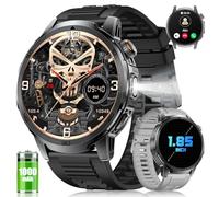 2026 Montre Connectée Homme avec Batterie 1000mAh Smart watch avec 1,85" HD écran Appels Bluetooth, 120+Modes Sportifs, Lampe de Poche, Analyse de la Fréquence Cardiaque et du Sommeil,iOS Android