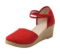 2026 Mother of The Bride Sandales pour femme respirantes chaton Mary Jane confortables talon bloc formel rendez-vous galant nuit stilettos femmes bout pointu classique habillé, Rouge, 38.5 EU
