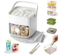 2026 New 2-in-1 Large Capacity Ice Maker & Storage Bin Set, Portable Ice Maker with Lid and Storage Box (48 cubes), Easy Press Release Ice Cube Tray with Tongs for Cocktails and Drinks (E-PP)