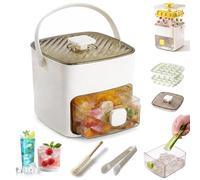2026 New 2-in-1 Large Capacity Ice Maker & Storage Bin Set, Portable Ice Maker with Lid and Storage Box (48 cubes), Easy Press Release Ice Cube Tray with Tongs for Cocktails and Drinks (A)