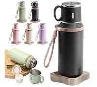 2026 New 2 In 1 Stainless Steel Vacuum Insulated Bottle With Lidded Cup - 316 Hot & Cold Stainless Steel Water Bottle, Leak-proof Large Capacity, for Coffee, Water, Gym, Work, Travel, Car (Black)