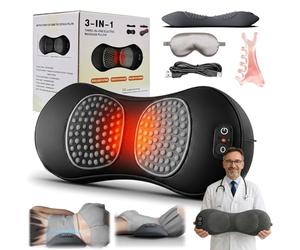 2026 New 3 in 1 Back Therapy, 3 in 1 Back Therapy Massager, Backs Massager with 135°Golden Curvature Spinal Traction, Portable Heat and Vibration Massage for Neck Shoulder (Black)