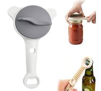 2026 New 4-in-1 Adjustable Jar Opener Stainless Steel Lid Remover for Seniors Weak Hands Arthritis, Anti-Slip Fits Jars Wine Bottles Cans (Gray)