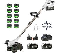 2026 New 48V 3 in 1 Cordless String Trimmer with Auto Spool Feed, 12’’ Electric Weed Wacker Cordless, 2x4.0AH Electric Weed Eater Battery Powered with 10 Replacement Spools (2, White)