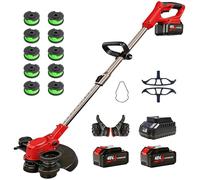 2026 New 48V 3 in 1 Cordless String Trimmer with Auto Spool Feed, 12’’ Electric Weed Wacker Cordless, 2x4.0AH Electric Weed Eater Battery Powered with 10 Replacement Spools (2, Red)