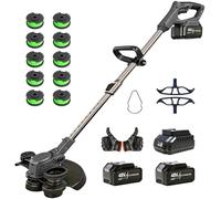 2026 New 48V 3 in 1 Cordless String Trimmer with Auto Spool Feed, 12’’ Electric Weed Wacker Cordless, 2x4.0AH Electric Weed Eater Battery Powered with 10 Replacement Spools (1, Gray)