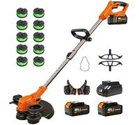 2026 New 48V 3 in 1 Cordless String Trimmer with Auto Spool Feed, 12’’ Electric Weed Wacker Cordless, 2x4.0AH Electric Weed Eater Battery Powered with 10 Replacement Spools (2, Orange)