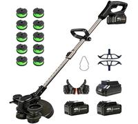 2026 New 48V 3 in 1 Cordless String Trimmer with Auto Spool Feed, 12’’ Electric Weed Wacker Cordless, 2x4.0AH Electric Weed Eater Battery Powered with 10 Replacement Spools (2, Black)