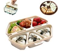 2026 New 6 in 1 Mold - Non-Stick Triangle Rice Ball Maker with Cavities, Foldable Dishwasher-Safe Bento Tool for Sushi Musubi Quick Meal Prep (Beige)