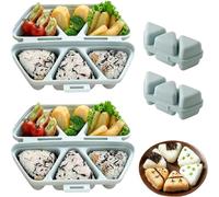 2026 New 6 In 1 Rice Ball Mold, Triangle Rice Ball Mold Set for Musubi with 6 Foldable Easy-Release Nonstick, Dishwasher-Safe & Microwavable (Blue*2)