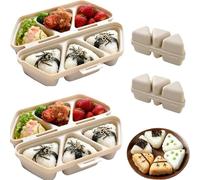 2026 New 6 In 1 Rice Ball Mold, Triangle Rice Ball Mold Set for Musubi with 6 Foldable Easy-Release Nonstick, Dishwasher-Safe & Microwavable (Beige*2)