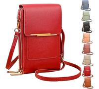 2026 New Anti-Theft Leather Bag for Women, Women's Touch Screen Mobile Phone Messenger Bag, Fashion Key Change Bag (Red)