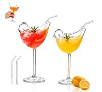 2026 New Bird Cocktail Glasses, 5.4 Oz / 160 Ml Bird Shaped Wine (2PCS) | Birds Shaped Cocktail Cheers Cup, Unique Wine Glasses, Lead-Free Borosilicate Clear Glass for Wedding Party Home Bar Gifts