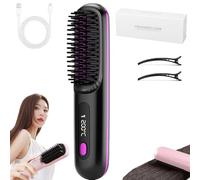 2026 New Brosse Coiffante Intelligente Pour Cheveux Courts,Short Hair Styling Tools,Usb Rechargeable Portable Wireless Mini Hair Straightening Brush,3 Heat Settings & Led Screen (Noir)