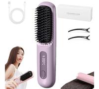 2026 New Brosse Coiffante Intelligente Pour Cheveux Courts,Short Hair Styling Tools,Usb Rechargeable Portable Wireless Mini Hair Straightening Brush,3 Heat Settings & Led Screen (Violet)