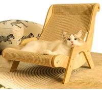 2026 New Cat Recliner Scraper Board, 2 in 1 Large Sisal Cat Scratcher Bed, Wood Scratch Lounger, No Mess Scratching Chair Couch, Cat Scratching Board for Scratching and Resting-S