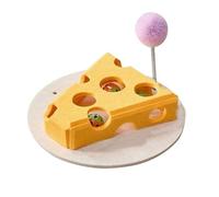 2026 New Cat Scratch Puzzle Enrichment Box, Cat Scratch Puzzle Box with 3 Track Balls, Interactive Felt Maze Toy for Cats Scratching and Hunting Fun (Yellow Cheese Pattern)
