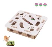 2026 New Cat Scratch Puzzle Enrichment Box, Cat Scratch Puzzle Box with 3 Track Balls, Interactive Felt Maze Toy for Cats Indoor Self Play, Scratching and Hunting Fun (Camel Square)