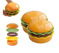 2026 New Ceramic Hamburger Plate Set - Hamburger Shape Individua Small Appetizer Plates, Cute Hamburg Style Dessert Plates & Snack Bowls, for Snack, Dessert, and Sushi Dip (#2PCS)
