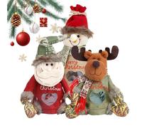 2026 New Christmas Gifts Bags Zipper Design, Reusable Fabric Gift Bags Holds 500g, Santa Claus and Elk Style for Candy, Fruit, Presents Festival Gifting (3pcs)