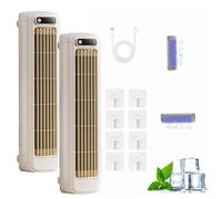 2026 New Cooling Ace Portable Air Conditioner, Quiet Desktop Tower Fan with 3 Speeds & LED Touch Screen, 3D Circulating Air-cooled Fan, Cooling Fan for Bedroom Office Home (Beige+Beige, Plug-in)