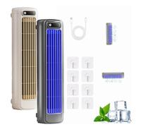 2026 New Cooling Ace Portable Air Conditioner, Quiet Desktop Tower Fan with 3 Speeds & LED Touch Screen, 3D Circulating Air-cooled Fan, Cooling Fan for Bedroom Office Home (Beige+Blue, Charging)