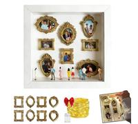 2026 New DIY Mini Museum Silhouette Box-Celebrate Your Unique Memories in Style, 10x10in Personalized Photo Shadow Box with Gold Mini Frames & Figurines, for Anniversary, Valentine's Day (White)