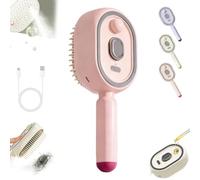 2026 New Electric Steam Brush, Rechargeable Hair Straightener Brush with Detangling Comb, Air Cushion Mister for Both Long/Short Hairs Home Spa Cleaning Grooming Styling Detangling(Pink)