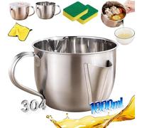 2026 New Fat Separator with Dual Spout Design, 304 Stainless Steel Gravy Fat Separator Jug & Oil Strainer with Cool-Touch Handle, Reusable Gravy Separator Jug for Stock, Broth (without lid)