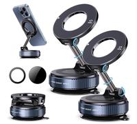 2026 New Fitabi Magvac 360 Dual Lock Phone Holder Ftb06【Upgraded Strongest Suction Cup】 Vacuum Adsorption Magnetic Bracket, 360° Adjustable Vacuum Magnetic Phone Holder Mount for Your Car (2-Black)