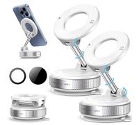 2026 New Fitabi Magvac 360 Dual Lock Phone Holder Ftb06【Upgraded Strongest Suction Cup】 Vacuum Adsorption Magnetic Bracket, 360° Adjustable Vacuum Magnetic Phone Holder Mount for Your Car (2-White)