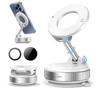 2026 New Fitabi Magvac 360 Dual Lock Phone Holder Ftb06【Upgraded Strongest Suction Cup】 Vacuum Adsorption Magnetic Bracket, 360° Adjustable Vacuum Magnetic Phone Holder Mount for Your Car (White)