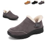 2026 New Hands-Free Slip-in Orthopedic Shoes for Women, Warm Fleece-Lined Comfort Shoes with Arch Support (Gray,38)