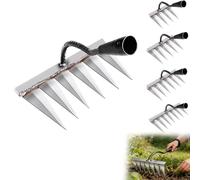 2026 New Iron Rake, Weeding Rake, Carbon Steel Manual Tools, Sharp Durable Gardening Weeding Tools for Yard Lawn and Garden 4/5/6/7 Teeth (6Tooth)