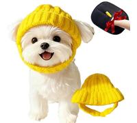 2026 New Knit Dog Beanie Hat with Ear Holes, Dog Winter Hat with Knitted Snood, Cute Warm Dogs Beanies for Puppy Cold Weather Walks & Photos (Yellow)
