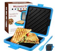 2026 New Microwave Toastie Maker, Silicone Microwave Toastie Sandwich Maker with Grill Plates, Portable Microwaveable Cookware, Non-Stick Removable, Wireless for Quick&Easy Sandwiche (Blue,Separate)