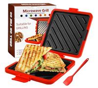 2026 New Microwave Toastie Maker, Silicone Microwave Toastie Sandwich Maker with Grill Plates, Portable Microwaveable Cookware, Non-Stick Removable, Wireless for Quick&Easy Sandwiche (Red,Link)