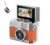 2026 New Mini Digital Camera, Thumb-Sized Retro Cameras with 180° Flip Screen Mini Camera,1080P Pocket Keychain Cameras with Built-in Flash (64G,Orange)