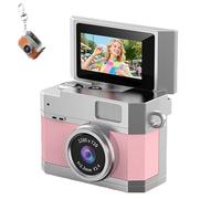 2026 New Mini Digital Camera, Thumb-Sized Retro Cameras with 180° Flip Screen Mini Camera,1080P Pocket Keychain Cameras with Built-in Flash (32G,Pink)