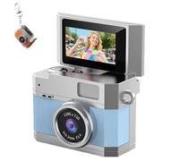 2026 New Mini Digital Camera, Thumb-Sized Retro Cameras with 180° Flip Screen Mini Camera,1080P Pocket Keychain Cameras with Built-in Flash (No Card,Blue)