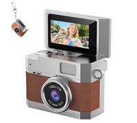 2026 New Mini Digital Camera, Thumb-Sized Retro Cameras with 180° Flip Screen Mini Camera,1080P Pocket Keychain Cameras with Built-in Flash (No Card,Brown)