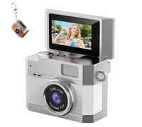 2026 New Mini Digital Camera, Thumb-Sized Retro Cameras with 180° Flip Screen Mini Camera,1080P Pocket Keychain Cameras with Built-in Flash (No Card,White)