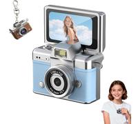 2026 New Mini Digital Camera with 1.47 in Flip LCD Screen 1080p, Mini Keychain Retro Camera, Built-in Flash, Strap and Keychain, Record The Beautiful Moments of Life (Blue,128G)
