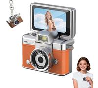 2026 New Mini Digital Camera with 1.47 in Flip LCD Screen 1080p, Mini Keychain Retro Camera, Built-in Flash, Strap and Keychain, Record The Beautiful Moments of Life (Orange,64G)