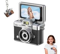 2026 New Mini Digital Camera with 1.47 in Flip LCD Screen 1080p, Mini Keychain Retro Camera, Built-in Flash, Strap and Keychain, Record The Beautiful Moments of Life (Black,64G)