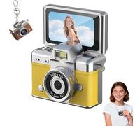 2026 New Mini Digital Camera with 1.47 in Flip LCD Screen 1080p, Mini Keychain Retro Camera, Built-in Flash, Strap and Keychain, Record The Beautiful Moments of Life (Yellow,No Card)