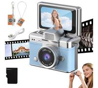 2026 New Mini Digital Camera with 1.47 in LCD Screen, Photo Creator Mini Cam Digital Camera with Built-in Flash & Flip Display, 1080P CCD Retro Camera for Travel Study Concert Daily (Blue)