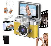 2026 New Mini Digital Camera with 1.47 in LCD Screen, Photo Creator Mini Cam Digital Camera with Built-in Flash & Flip Display, 1080P CCD Retro Camera for Travel Study Concert Daily (Yellow)