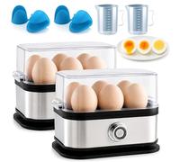 2026 New Multifunctional Egg Steamer with Clear Lid, 200W Egg Boiler and Poacher, Rapid Egg Cooker 6 Egg Capacity, 304 Stainless Steel Eggs Boiler, for Soft, Medium, Hard Boiled, Auto Shut-Off (2pcs)