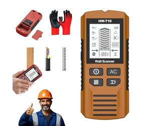 2026 New Multifunctional Handheld Metal & Wall Detector, 6-in-1 Multi-Function Handheld HD LCD Display Wall Metal Detector, Stud Finder Wall Scanner for Detecting Metal, Woods, Cables (Yellow)